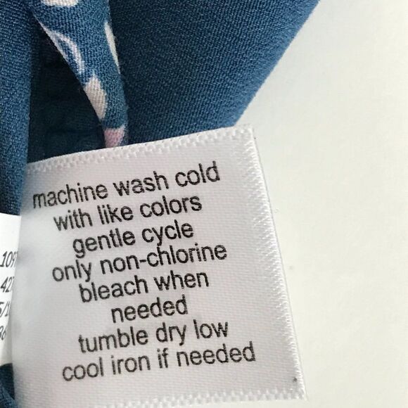 Lane Bryant Floral Leaf Print Blouse Women's Plus 14/16 Roll Tab Split V-Neck - Picture 10 of 10